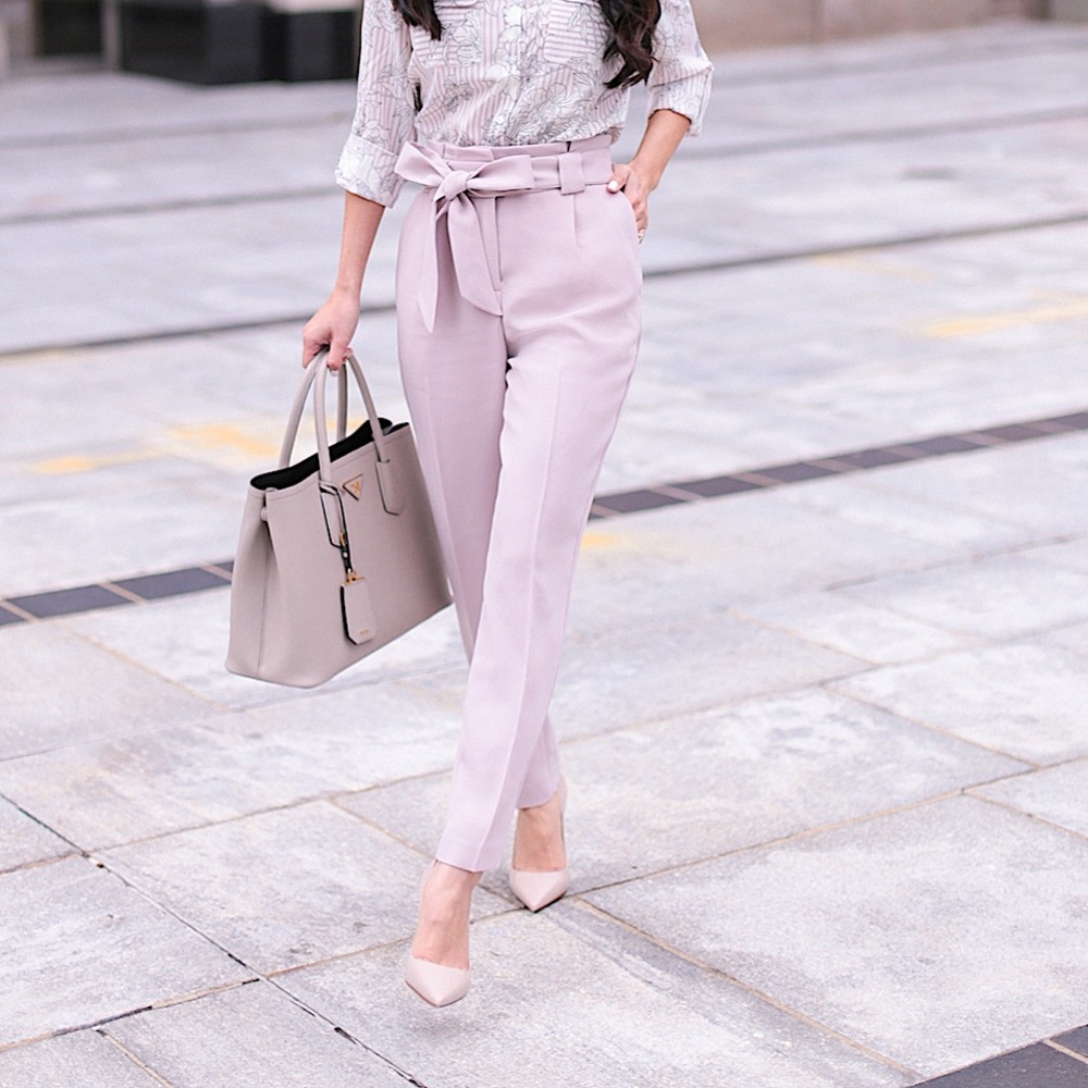High Waisted Linen Blend Pants